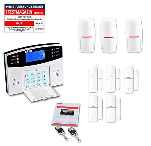 Multi Kon Trade® M2B GSM Funk Alarmanlage Set 2 – Alarmanlagen Komplett-Set mit Bewegungsmelder, Tür- & Fensterkontakten, erweiterbares Alarmsystem mit Fernsteuerung - APP von Multi Kon Trade