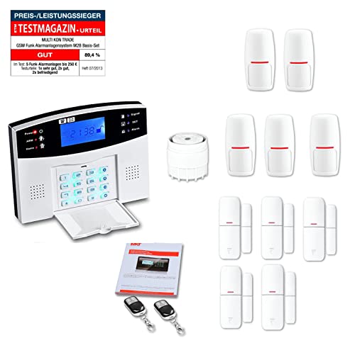 Multi Kon Trade® M2B GSM Funk Alarmanlage Set 3 – Alarmanlagen Komplett-Set mit Bewegungsmelder, Tür- & Fensterkontakten, erweiterbares Alarmsystem mit Fernsteuerung - APP von Multi Kon Trade