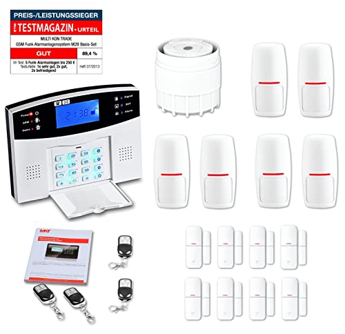 Multi Kon Trade M2B GSM Funk Alarmanlage Haus mit LCD Display - umfangreiches Alarmanlagen Komplett - Set mit Bewegungsmelder, Tür- & Fensterkontakten, erweiterbares Alarmsystem (Premium Set) von Multi Kon Trade