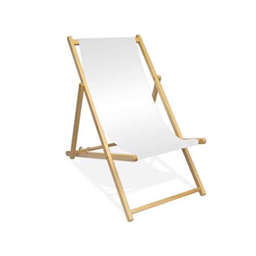 MultiBrands Liegestuhl, Holz, ohne Armlehne, klappbar (Weiß) von MultiBrands