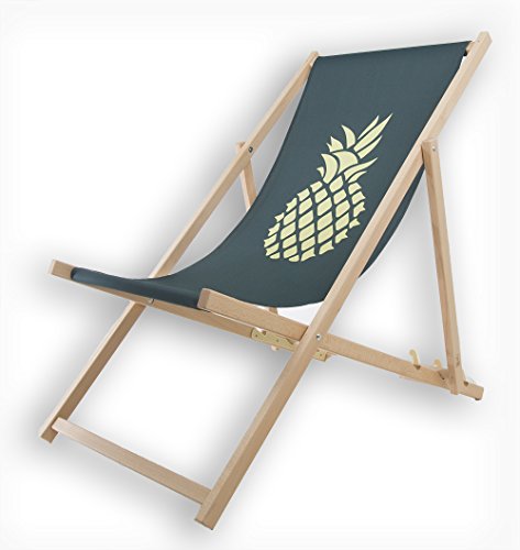 MultiBrands® Liegestuhl, Holz, ohne Armlehne, klappbar, Ananas grün von MultiBrands