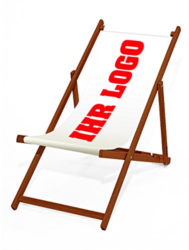 MultiBrands® bedruckbarer Holz-Liegestuhl, dunkelbraune Lasur, ohne Armlehne, klappbar, individuell, inklusive vollflächiger Druck von MultiBrands