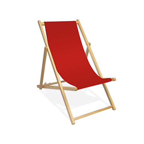 MultiBrands Liegestuhl, Holz, ohne Armlehne, klappbar (Rot) von MultiBrands