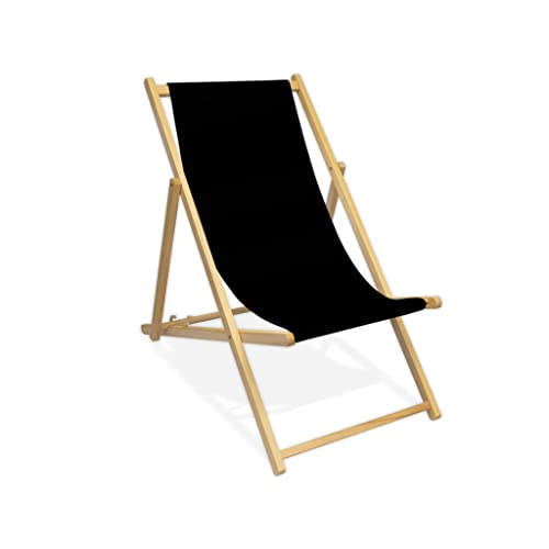 MultiBrands Liegestuhl, Holz, ohne Armlehne, klappbar (Schwarz) von MultiBrands