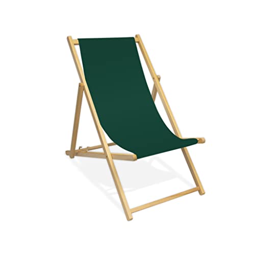 MultiBrands Liegestuhl, Holz, ohne Armlehne, klappbar (Tannengrün) von MultiBrands