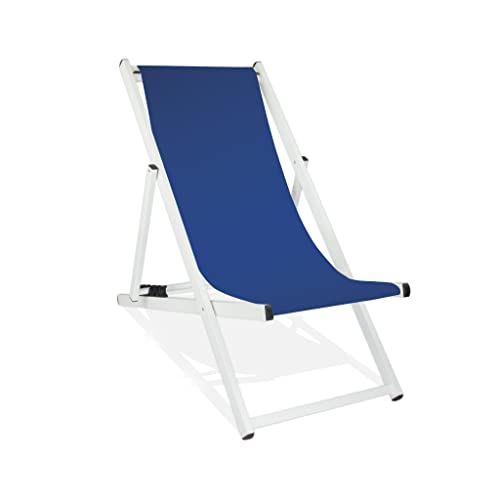 MultiBrands Liegestuhl, klappbar, Aluminium, Sitzbezug, weiß lackiert (Königsblau) von MultiBrands