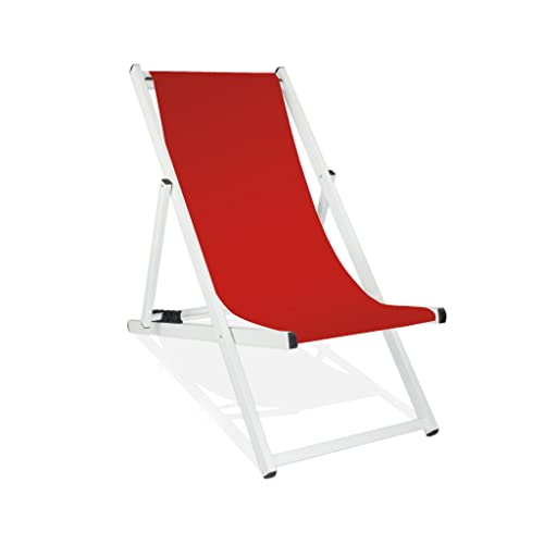 MultiBrands Liegestuhl, klappbar, Aluminium, Sitzbezug, weiß lackiert (Rot) von MultiBrands