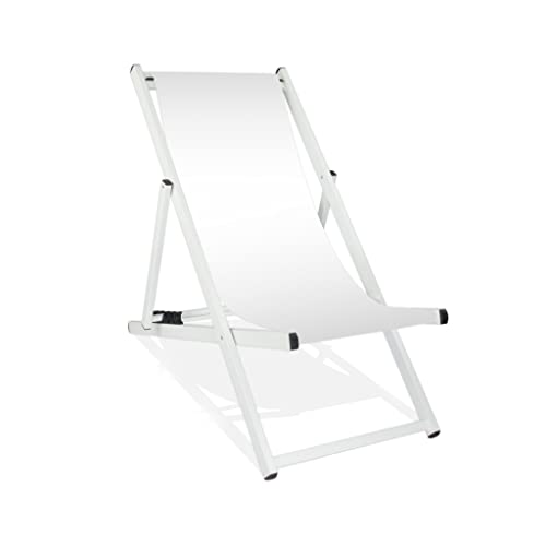 MultiBrands Liegestuhl, klappbar, Aluminium, Sitzbezug, weiß lackiert (Weiß) von MultiBrands