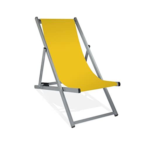 MultiBrands Liegestuhl, klappbar, Aluminium, Sitzbezug Gelb, Silber lackiert von MultiBrands