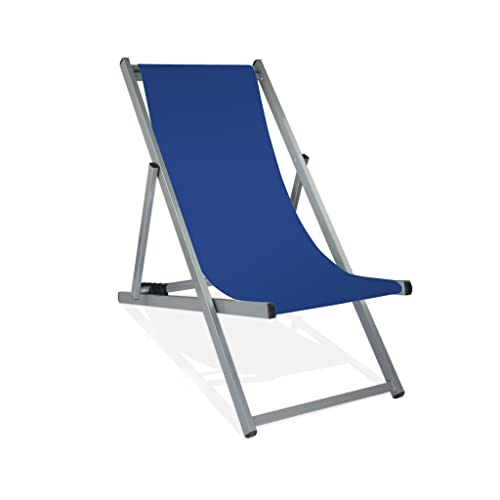 MultiBrands Liegestuhl, klappbar, Aluminium, Sitzbezug Königsblau, Silber lackiert von MultiBrands