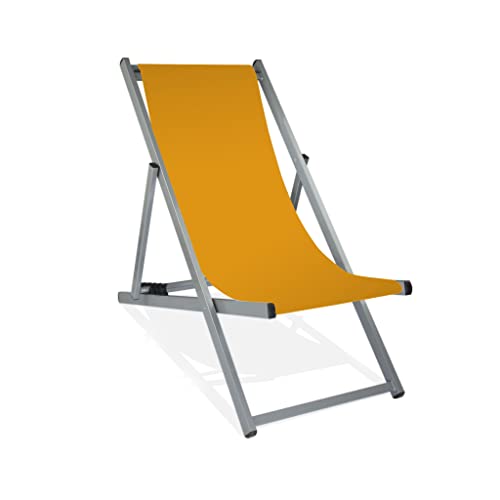 MultiBrands Liegestuhl, klappbar, Aluminium, Sitzbezug Orange, Silber lackiert von MultiBrands