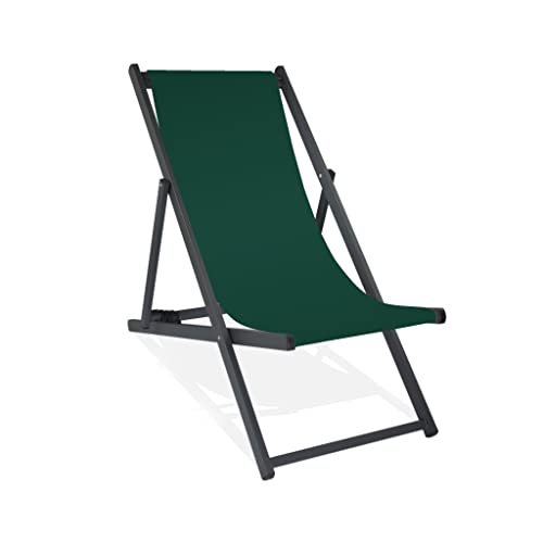 MultiBrands Liegestuhl, klappbar, Aluminium, Sitzbezug Tannengrün, schwarz lackiert von MultiBrands