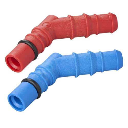 Multibros 2er Pack Schlauchtülle mit O-Ring für 10–12 mm Wasserschläuche – Farbkennzeichnung Rot & Blau – Anschluss 6x2 – Dichte Verbindung für Wohnmobil, Boot, Garten, Caravan von MULTIBROS