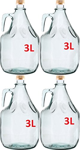 4er SET GLASBALLON GÄRBALLON FLASCHE GLASFLASCHE WEINBALLON GLAS BALLON 3L BDG3Z von MultiDepot
