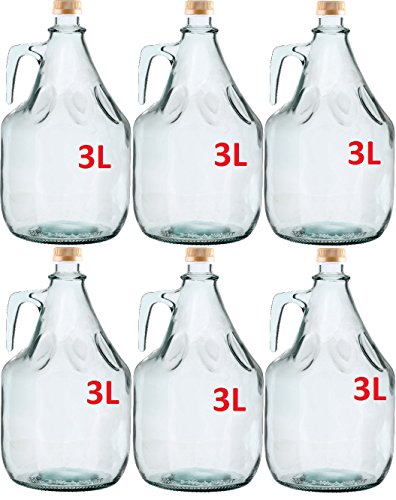 6er SET GLASBALLON GÄRBALLON FLASCHE GLASFLASCHE WEINBALLON GLAS BALLON 3L BDG3Z von MultiDepot