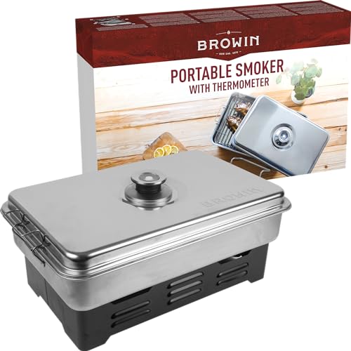 Browin 330001 TISCHRÄUCHEROFEN mit Thermometer Edelstahl OFEN RÄUCHEROFEN GRILLOFEN NEU, Silber von Browin