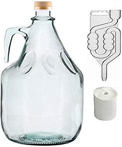 SET 4tlg. FLASCHE GÄRBALLON + STOPFEN + GÄRRÖHRCHEN + SCHRAUBVERSCHLUSS 5L BDG5Z von MultiDepot