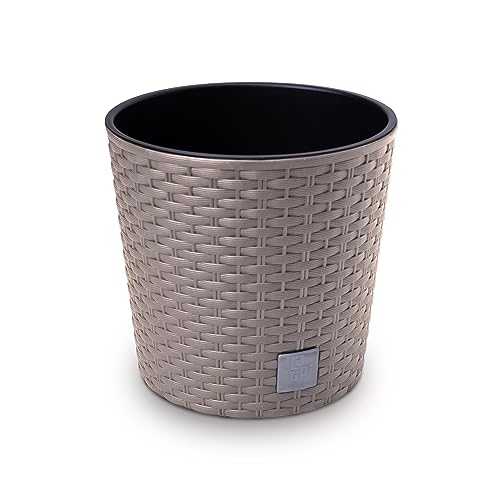 Happy Flower MultiProject Blumentopf Pflanzkübel inkl. Einsatz rund Rattan-Optik 4 Größen 4 Farben Übertöpfe (200, Beige) von HappyFlower