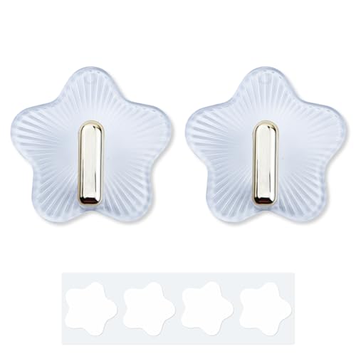 MultiValue Klebehaken, Wiederverwendbar 2 PCS Haken Selbstklebend mit 4 Aufklebern Klebehaken Extra Stark für Badezimmer Küche Schlafzimmer Büro (Stern) von MultiValue