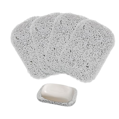 MultiValue Seifenkissen, 4 PCS rutschfeste Seifenunterlage Selbstentwässernde Spiralförmige Kunststoff Seifenmatte für Dusche Küche Bad Zubehör (Weiß, 4) von MultiValue