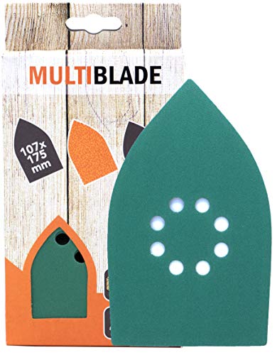 Multiblade Professioneller Klett Schleifblatt 107x175mm, 10 Stück, Korn 80, 8 Löcher, für Holz und Metall, Profesioneller Qualität, für Deltaschleifer, Schleifpads von Multiblade