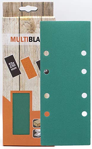 Multiblade Professioneller Klett Schleifblatt 93x230mm, 10 Stück, Korn 120, 8 Löcher, für Holz und Metall, Profesioneller Qualität, Für Schwingschleifer von Multiblade