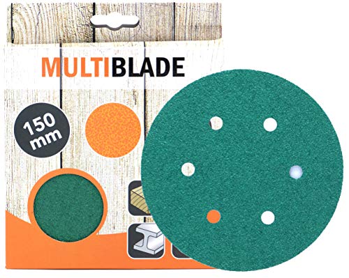 Multiblade Professioneller Klett Schleifscheiben 150mm, 10 Stück, Korn 180, 6 Löcher, für Holz und Metall, Profesioneller Qualität, für Exzenterschleifer, Rotationsschleifer von Multiblade