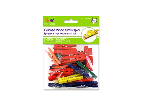 Krafty Kids cw607 24 Stück 4,8 cm Wäscheklammern farbigen craftwood von Multicraft