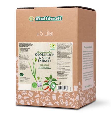 Multikraft Natürlicher Pflanzenschutz - Stärken Sie Ihre Pflanzen mit unserem fermentierten Knoblauch- & Chiliextrakt für gesundes Wachstum & Schutz vor Schädlingen im eigenen Garten, 5 Liter von Multikraft