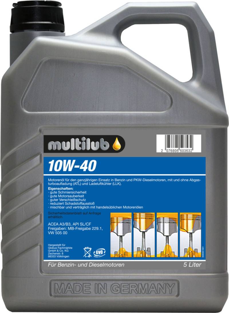 Multilub Motoröl 10W-40 5L von Multilub