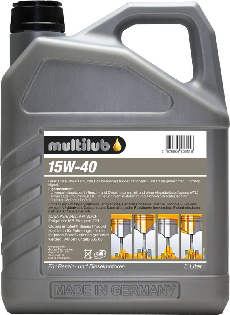 Multilub Motoröl 15W-40 5L von Multilub