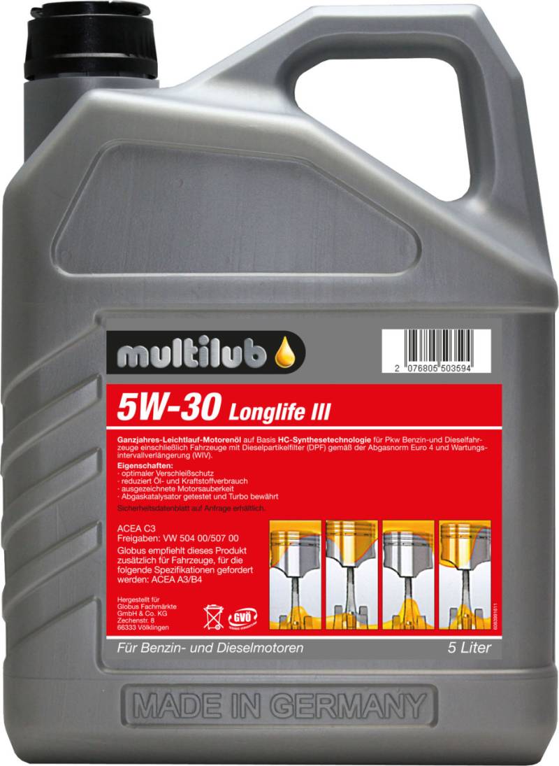Multilub Motoröl 5W-30 Longlife III 5L von Multilub