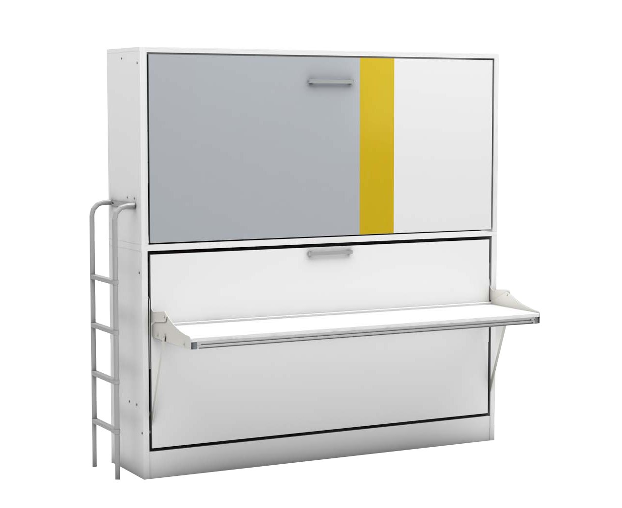 Multimo Klappbett Multimo SMART Etagenbett mit Schreibtisch / Kinderbett / Klappbett horizontal klappbar von Multimo