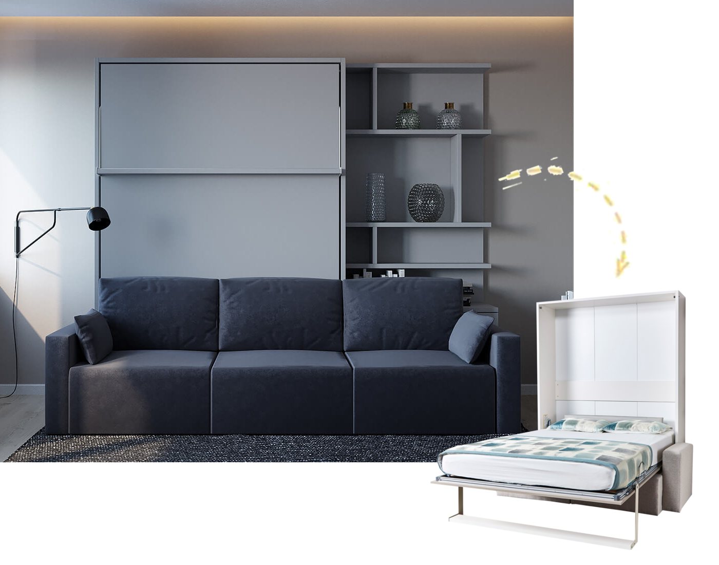 Multimo Wohnwand Multimo ROYAL Wohnwand mit Wandbett und Couch von Multimo