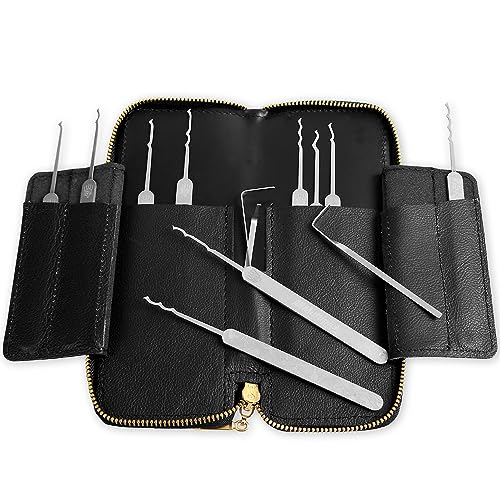 MULTIPICK ELITE 13 Lockpicking Set BOGOTA [13 Teile Teile inkl. Lederetui] Lockpick Tool, Schlösser knacken - Lock Picks inkl. Spanner - Profi Dietrich Set - Profi Lockpicking Kit - Pick Set Kit von Multipick