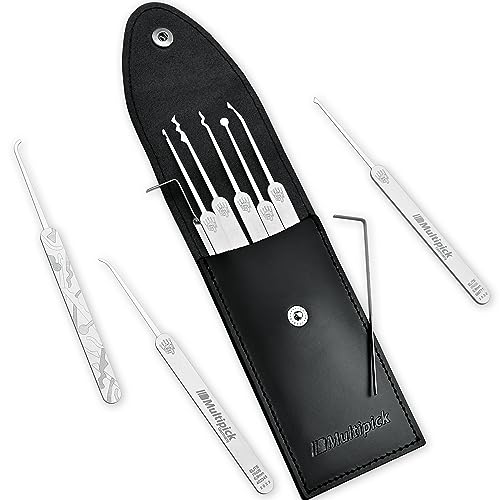MULTIPICK ELITE 11 Lockpicking Set [11 Teile | 0,6 mm] Lockpick Tool, Schlösser knacken - Lock Picks inkl. Spanner - Schloss picking - Profi Dietrich Set - Lockpicking Kit - Pick Set Kit von Multipick