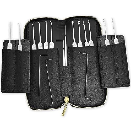 MULTIPICK ELITE 17 Profi Dietrich Set - [17 Teile inkl. Lederetui] Made in Germany - Lockpick Tool, Schlösser knacken - Lock Picks inkl. Spanner - Schloss picking - Pick Set - Lockpicking Kit von Multipick