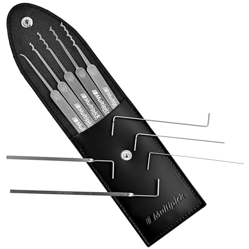 MULTIPICK ELITE 10 Profi Dietrich Set - [10 Teile | 0,6 mm] Made in Germany - Lockpick Tool, Schlösser knacken - Lock Picks inkl. Spanner - Schloss picking - Pick Set - Lockpicking Kit von Multipick