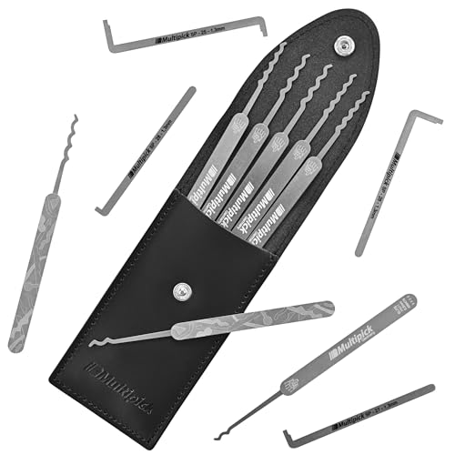 MULTIPICK ELITE 12 Profi Dietrich Set - [12 Teile | 0,6 mm] Made in Germany - Lockpick Tool, Schlösser knacken - Lock Picks inkl. Spanner - Schloss picking - Pick Set - Lockpicking Kit von Multipick