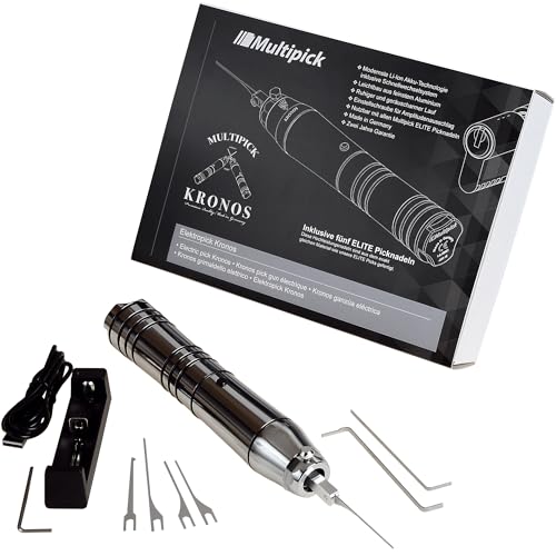 MULTIPICK Kronos Elektropick - [Made in Germany] Elektrischer Picker - Lockpicking - Elektro lock pick gun - Set für viele Schlösser - Electric Multitool Kit - Schlossöffner von Multipick