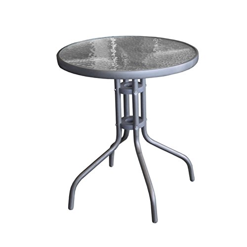 Multistore 2002 Bistrotisch 'Salzburg' Ø60cm mit geriffelter Glasplatte Balkontisch Beistelltisch Glastisch Gartentisch - Anthrazit von Multistore 2002