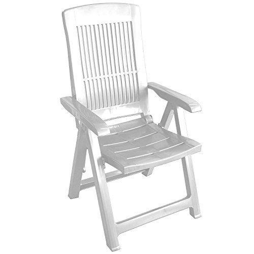 Multistore 2002 Klappbarer Gartenstuhl Klappstuhl Klappsessel 4-Fach verstellbar Kunststoff - Weiss von Multistore 2002