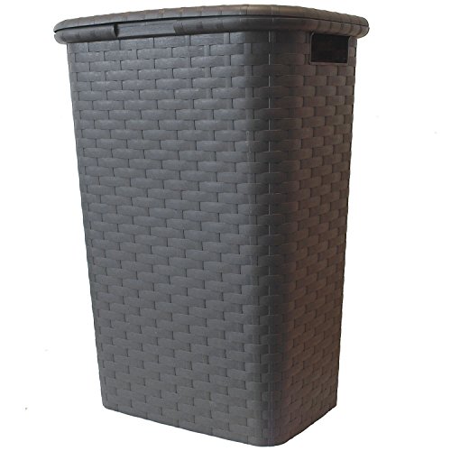 Wäschekorb Wäschebox Wäschetruhe Wäschekiste Wäschesammler Wäschetonne mit Deckel Kunststoff in Flechtoptik - Braun von Multistore 2002