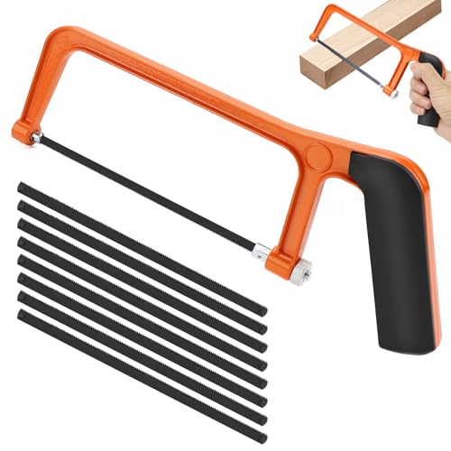 Hand Bügelsäge Kleine Metallsäge Mini Holzsäge kleine Handsäge mit 8 Austauschbarem Sägeblättern Metall Sägeblättern ür Metall Holz Kunststoff Eisensäge Klein Metallsäge Hacksaw von Mumjooyi