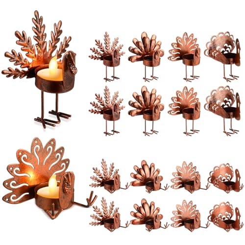 Mumufy 16 Stück Teelichter, Kerzenhalter für Thanksgiving, Metall, Truthahn-Teelichthalter für Herbst, Tisch, Zuhause, Tischplatte, Küchendekorationen Mumufy 16 Stück Teelichter, Kerzenhalter für Thanksgiving, Metall, Truthahn-Teelichthalter für Herbst, Tisch, Zuhause, Tischplatte, Küchendekorationen von Mumufy