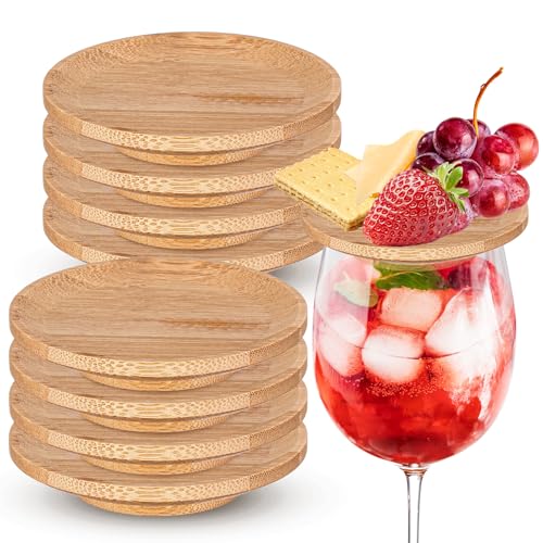 Mumufy Weinglas-Topper, Bambus, rund, Mini-Charcuter-Bretter, Doppelnutzung, für Familienfeiern, Bars, Restaurants, 18 Stück von Mumufy