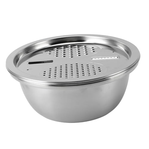 3-in-1-Sieb-Set, Edelstahl-Reiswasch-Multifunktions-Reibe-Schüssel-Abflussbecken, Topf mit Großem Fassungsvermögen, Leicht zu Reinigen, für den Küchengebrauch (28CM) von Mumusuki