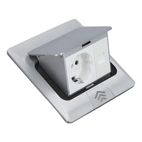 Bodensteckdose aus Edelstahl, Versteckte Popup-Steckdose, Bodeneinbausteckdose mit Wasserdichter IP44-Dichtung für EU-Stecker von Mumusuki