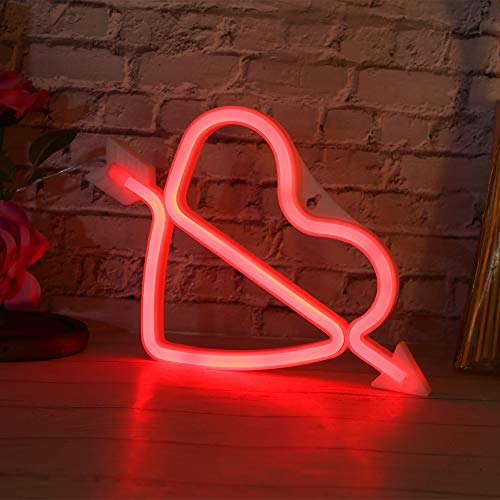 Mumusuki Entzückender Herz-Form Amor Liebe LED-Licht dekorative Wandbehang Lampe Schlafzimmer Schlafsaal für Geständnis Vorschlag(rot) von Mumusuki