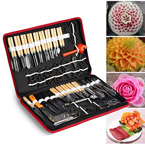 Kulinarische Schnitzwerkzeuge Set, 80 Teile / satz Tragbare Kulinarische Schnitzwerkzeuge Peeling Tools Kit Garnieren Schneiden Schneiden Carving Tool Set für Gemüse Obst Lebensmittel von Mumusuki